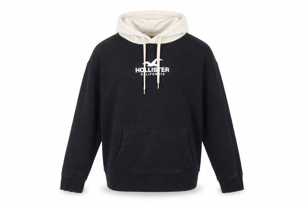 Mens UK Size M Hollister Black Pullover Hoodie