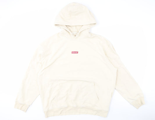 Mens UK Size L Levi's Beige Pullover Hoodie