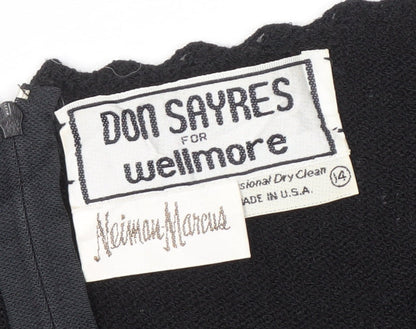 Don Sayres Black Embroidered Dress Long Sleeve