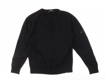 Greg Norman Men's Black V-Neck Wool Jumper M