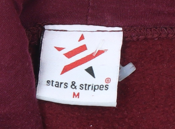 Mens UK Size M Stars & Stripes Red Pullover Hoodie