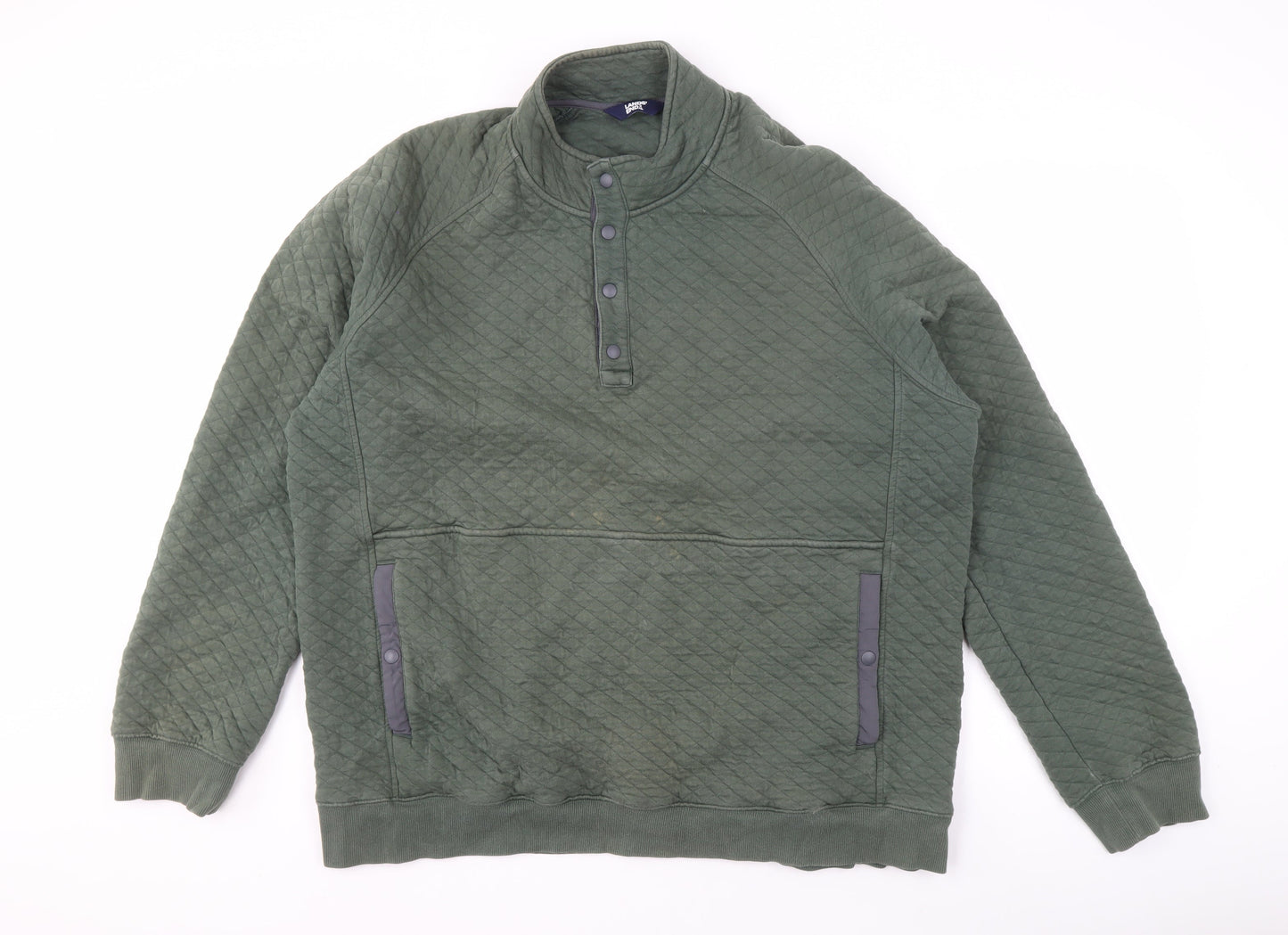 Mens UK Size XL Lands' End Green Henley Sweatshirt