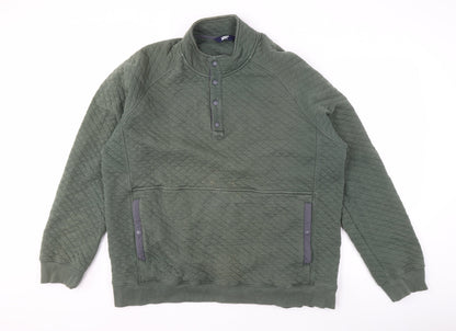 Mens UK Size XL Lands' End Green Henley Sweatshirt