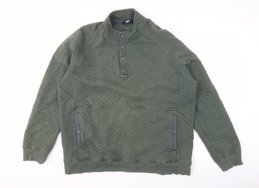 Mens UK Size XL Lands' End Green Henley Sweatshirt