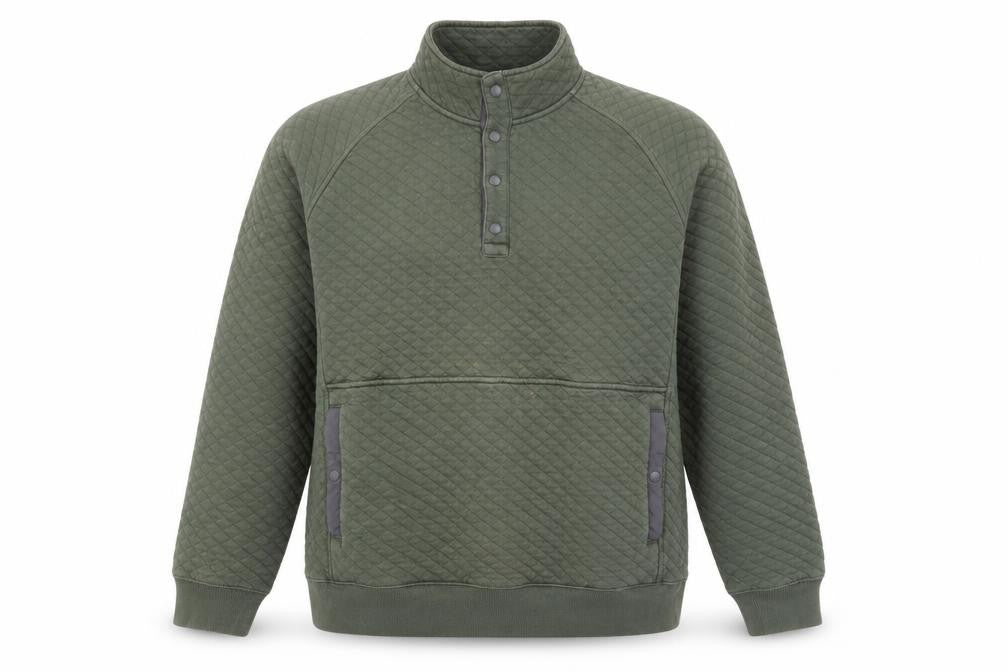 Mens UK Size XL Lands' End Green Henley Sweatshirt