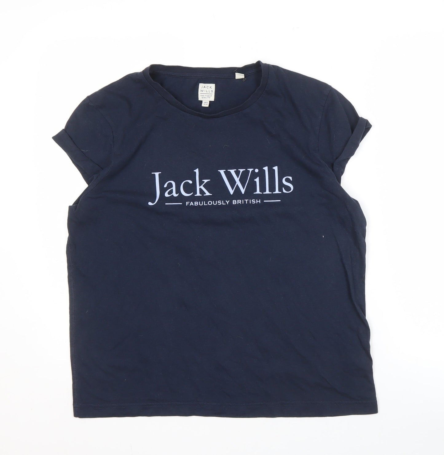 Jack Wills Women's Blue Cotton T-Shirt, Size 12, Casual Wear