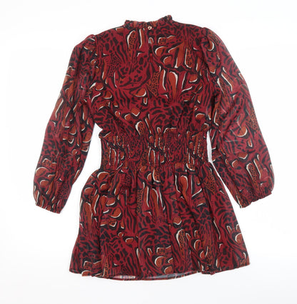 Ted Baker Girls Animal Print Dress, Red, 8 Years