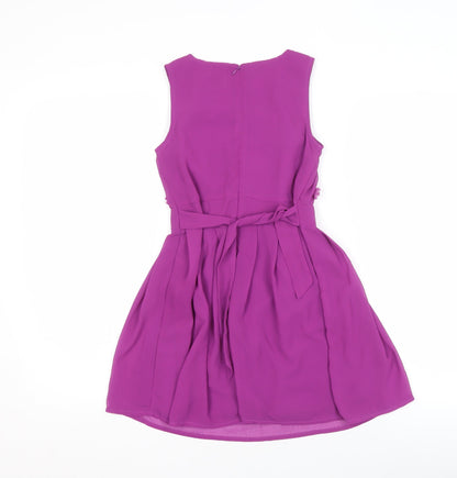Yumi Girls Purple Sleeveless 9-10 Dress with Embroidery