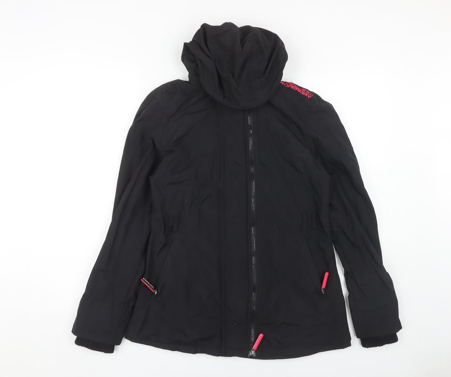 Womens UK Size M Superdry Black Windbreaker Coat