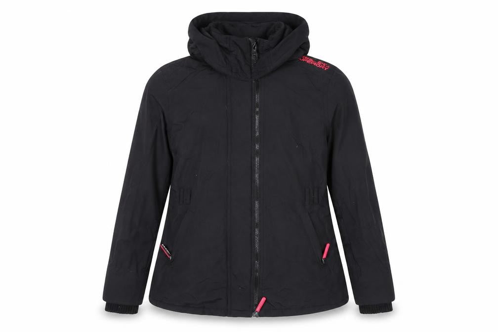 Womens UK Size M Superdry Black Windbreaker Coat