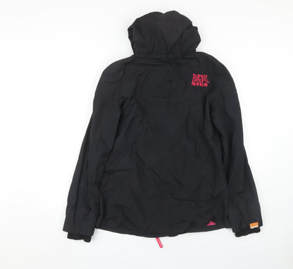 Womens UK Size M Superdry Black Windbreaker Coat