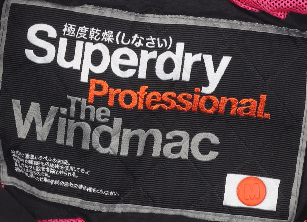 Womens UK Size M Superdry Black Windbreaker Coat