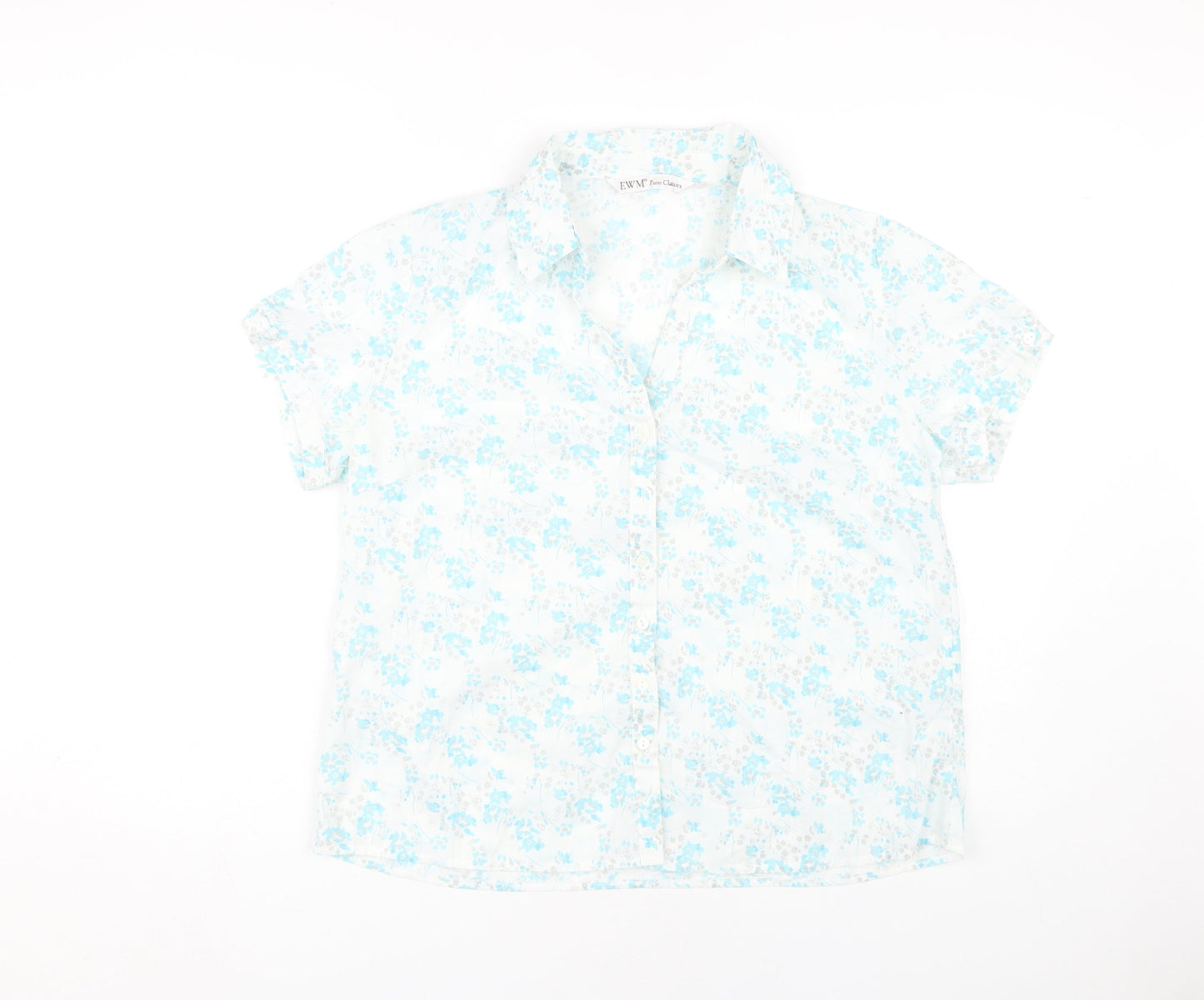 EWM Women's Blue Floral Button-Up Shirt Size 16