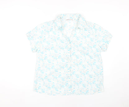 EWM Women's Blue Floral Button-Up Shirt Size 16