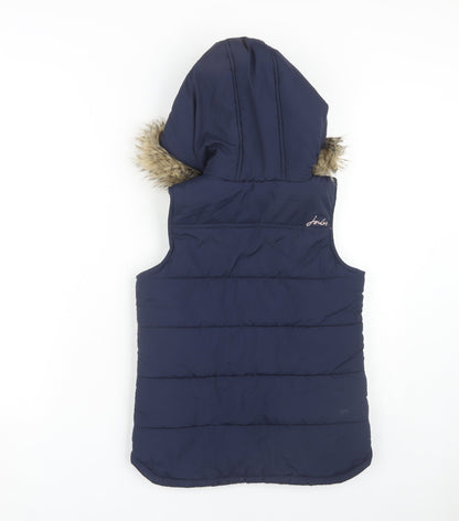 Joules Girls Blue Padded Fur Trim Hooded Puffer Jacket 10 Years