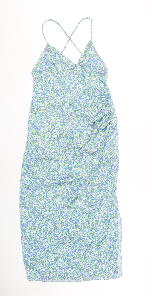 Pull&Bear Women's Multicoloured Floral Slip Dress Size 12