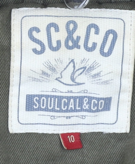 Womens UK Size 10 SoulCal & Co Green Parka Coat