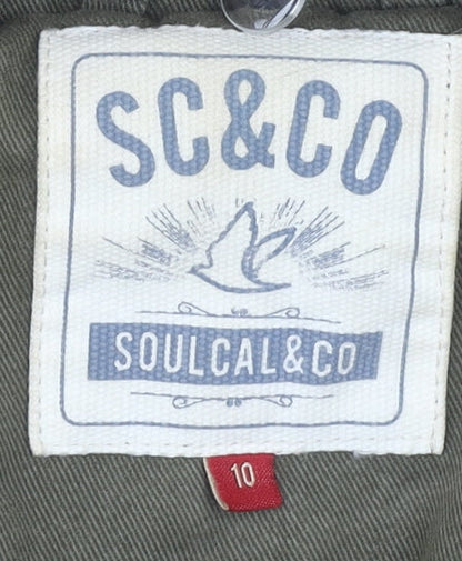Womens UK Size 10 SoulCal & Co Green Parka Coat