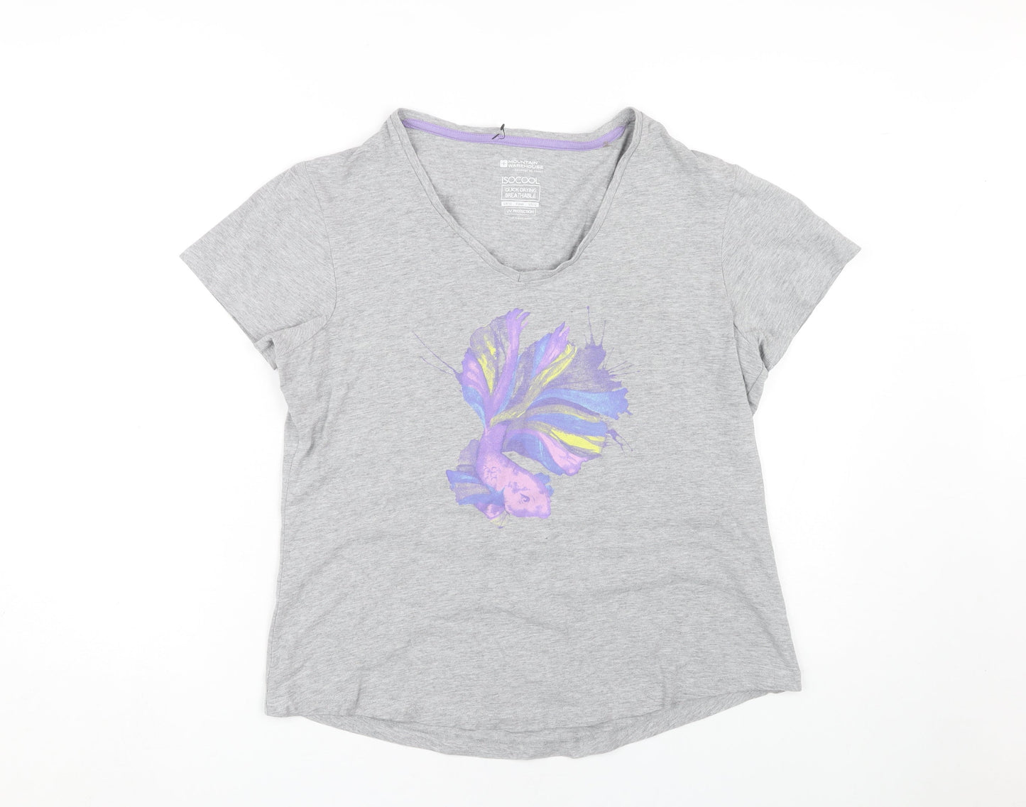 Mountain Warehouse Women's Grey V-Neck T-Shirt UK 16