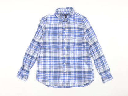 Gap Women's Blue Plaid Button-Up Casual Shirt S