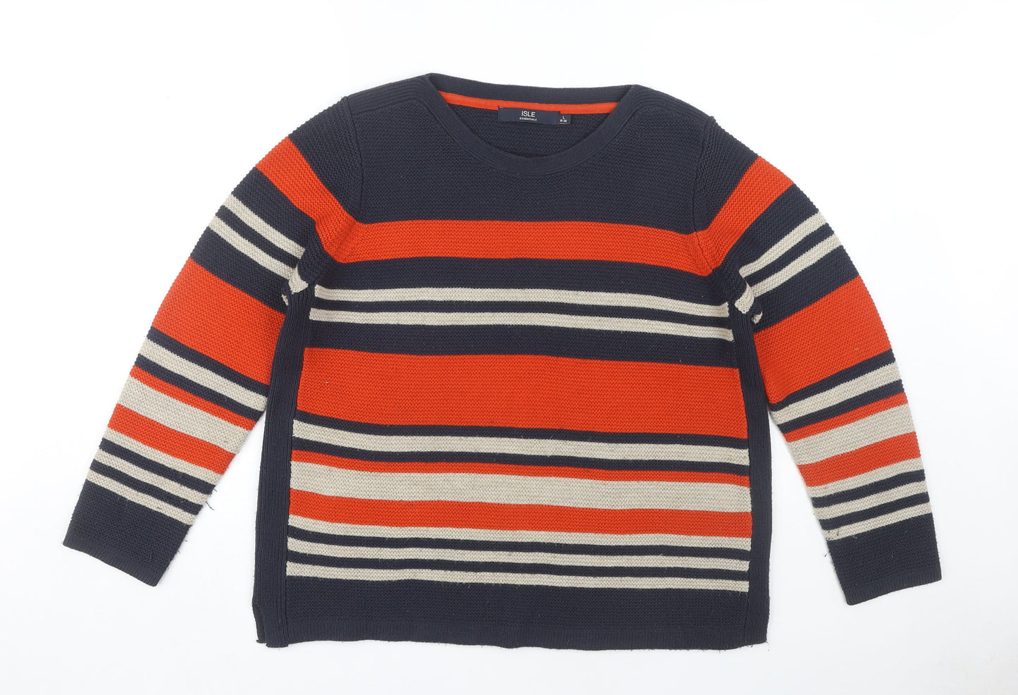 Womens UK Size L Isle Essentials Multicoloured Pullover Jumper