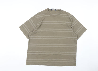 Marks and Spencer Men's Large Beige Striped T-Shirt