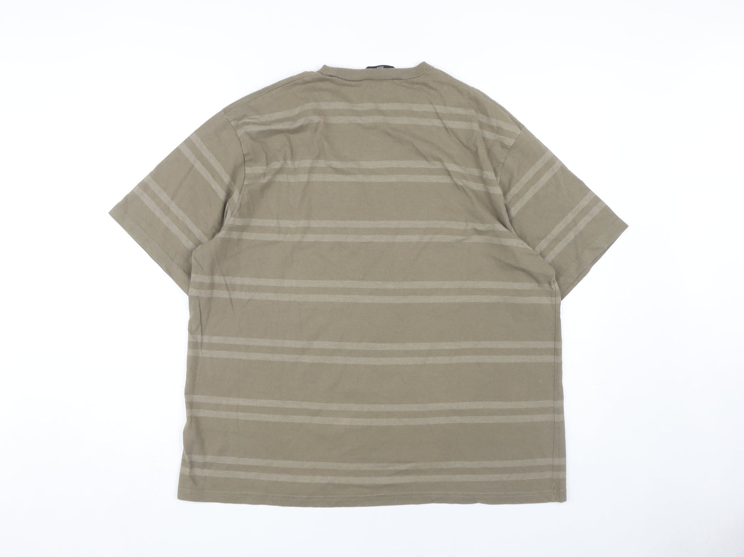 Marks and Spencer Men's Large Beige Striped T-Shirt