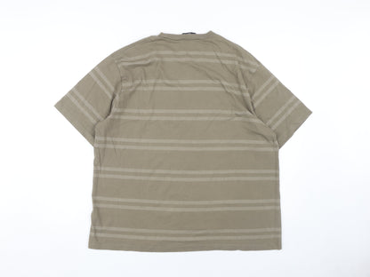 Marks and Spencer Men's Large Beige Striped T-Shirt
