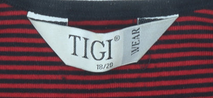 Womens UK Size 18 TIGI Wear Red Jersey T-Shirt
