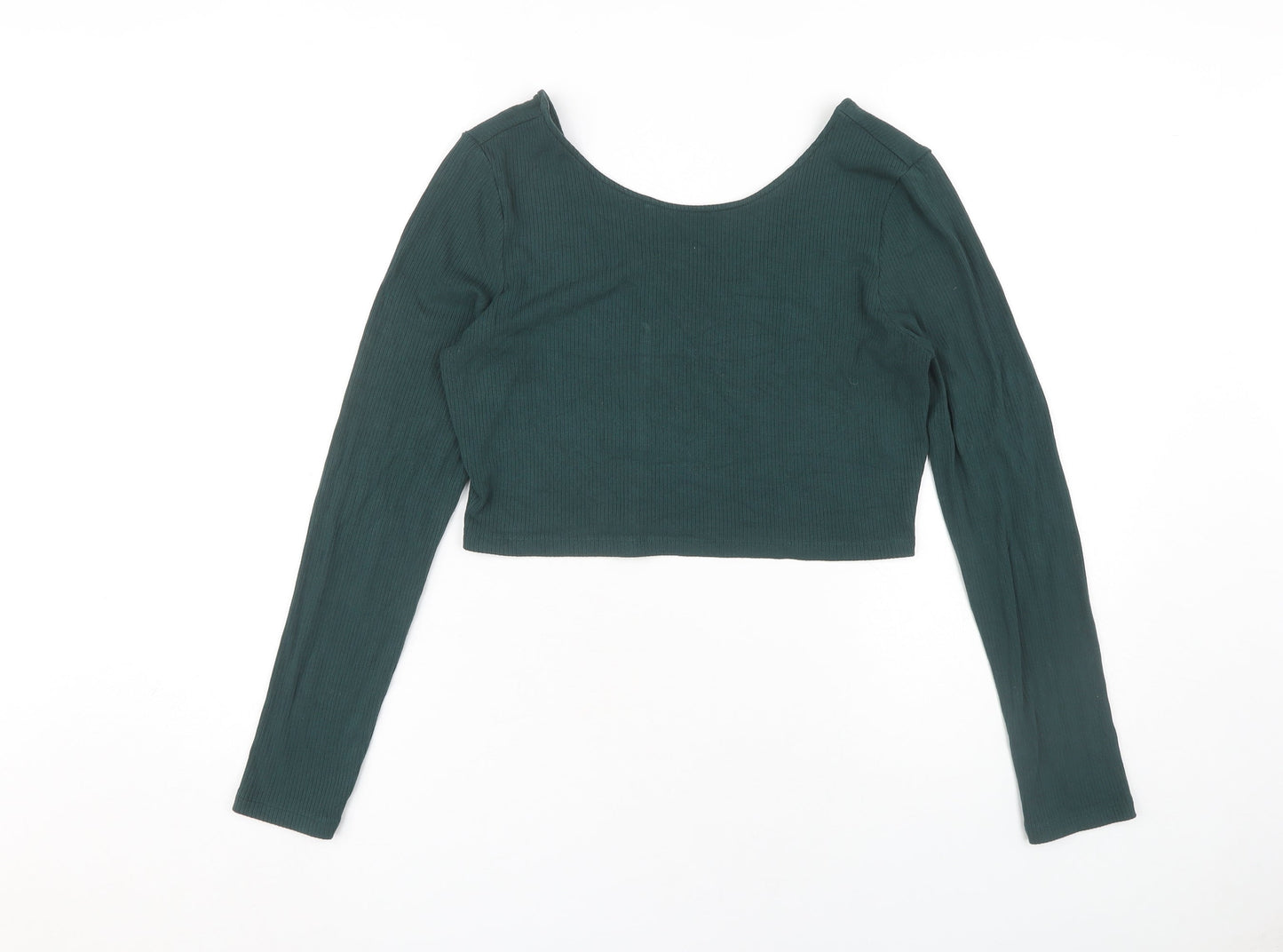 Womens UK Size 16 Apricot Green Cropped T-Shirt