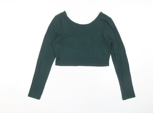 Womens UK Size 16 Apricot Green Cropped T-Shirt