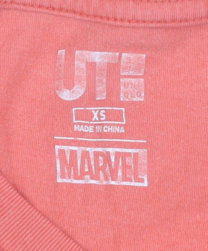 Unisex Adults UK Size XS Marvel Red Basic T-Shirt