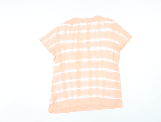 Lands' End Women's Orange T-Shirt, M, Short Sleeve, Casual