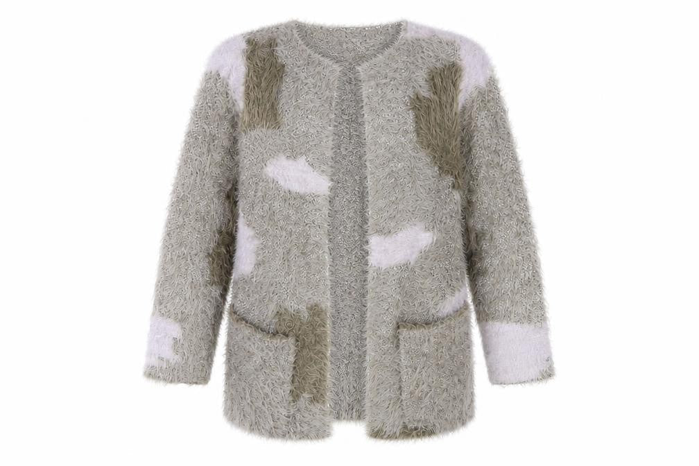 Womens UK Size 14 Marble Grey Cardigan Jumper