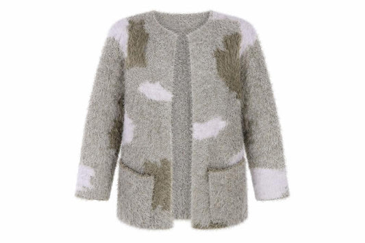 Womens UK Size 14 Marble Grey Cardigan Jumper
