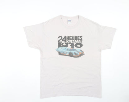 Mens UK Size L Gildan Beige  T-Shirt