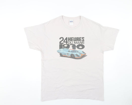 Mens UK Size L Gildan Beige  T-Shirt