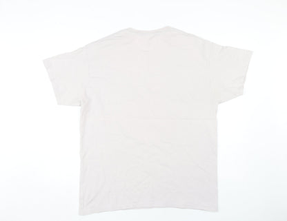 Mens UK Size L Gildan Beige  T-Shirt