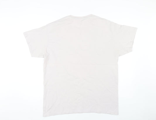 Mens UK Size L Gildan Beige  T-Shirt