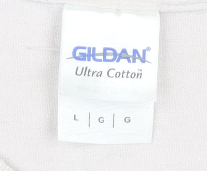 Mens UK Size L Gildan Beige  T-Shirt