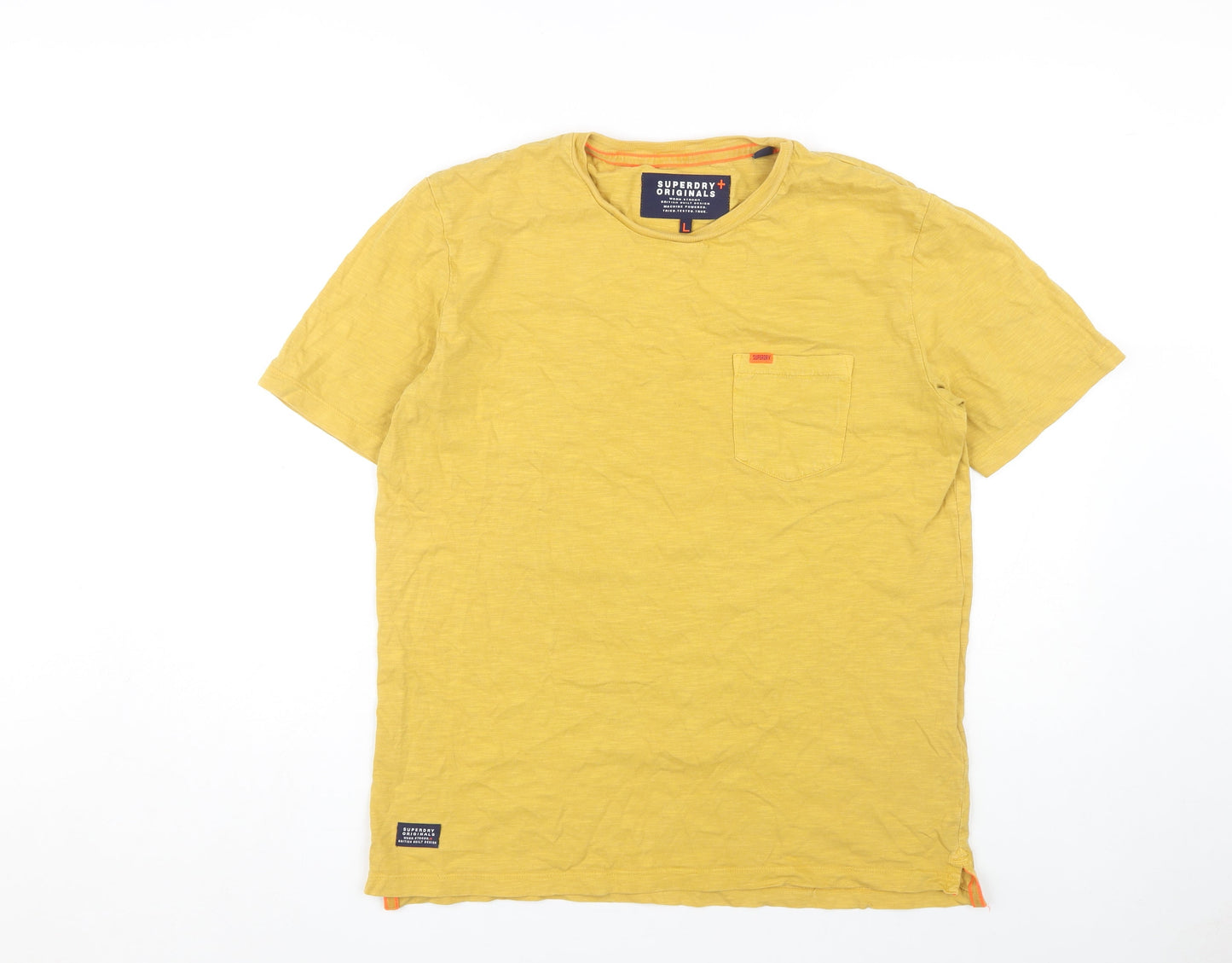 Superdry Men's Yellow Crew Neck T-Shirt Size L