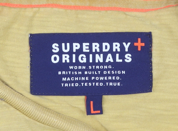 Superdry Men's Yellow Crew Neck T-Shirt Size L