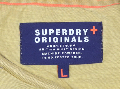 Superdry Men's Yellow Crew Neck T-Shirt Size L