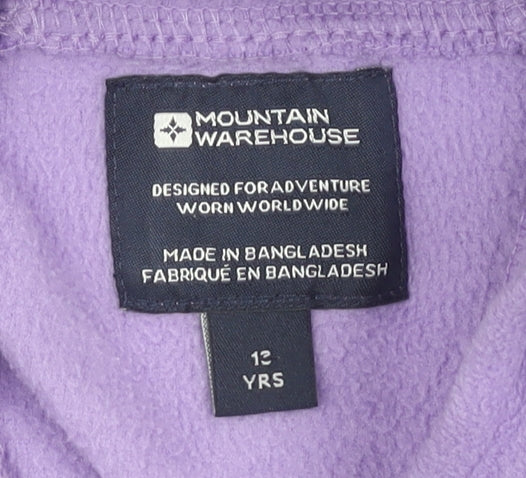 Mountain Warehouse Girls Purple Hoodie, Size 12 Yrs, Fleece, Zip