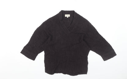 Jigsaw Women's Black Linen-Cotton V-Neck Jumper XS