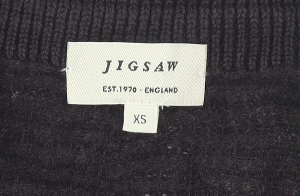 Jigsaw Women's Black Linen-Cotton V-Neck Jumper XS