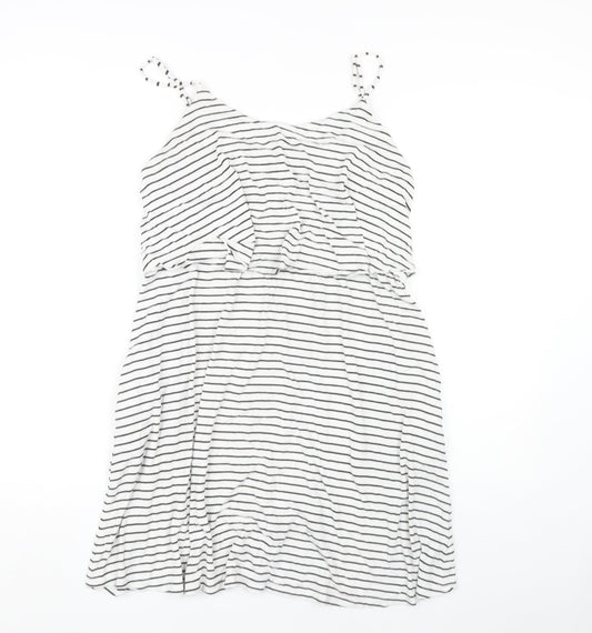 Gap Women's White Striped Sleeveless Dress