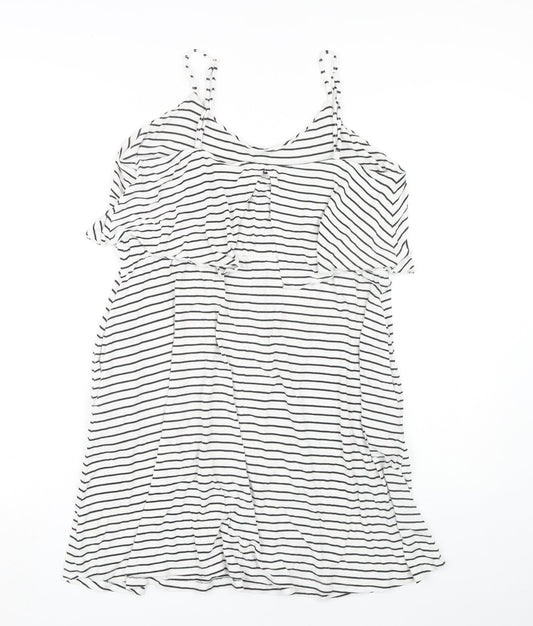 Gap Women's White Striped Sleeveless Dress