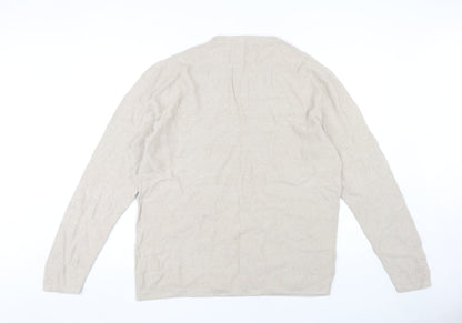 Jack & Jones Men’s Beige Cotton Long Sleeve T-Shirt 2XL