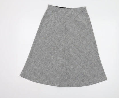H&M Women’s Grey Check A-Line Midi Skirt Size 8